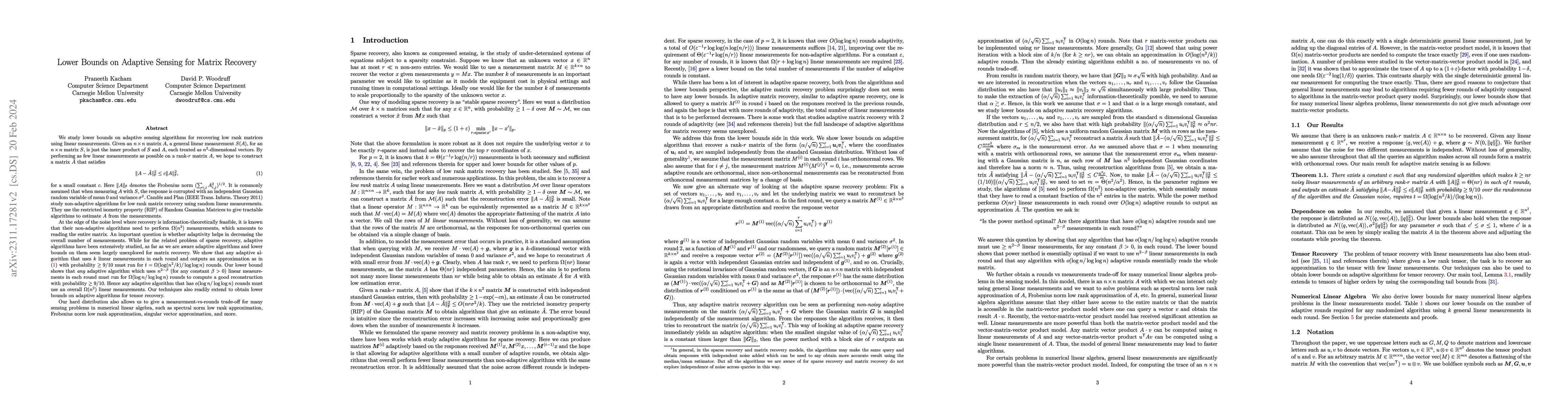 Thumbnail for Lower Bounds on Adaptive Sensing for Matrix Recovery