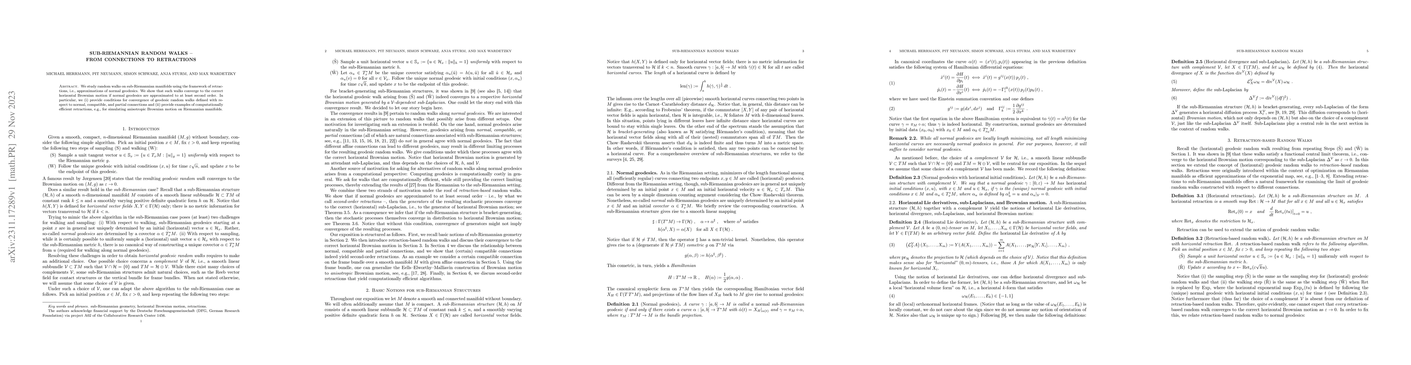 Thumbnail for Sub-Riemannian Random Walks: From Connections to Retractions