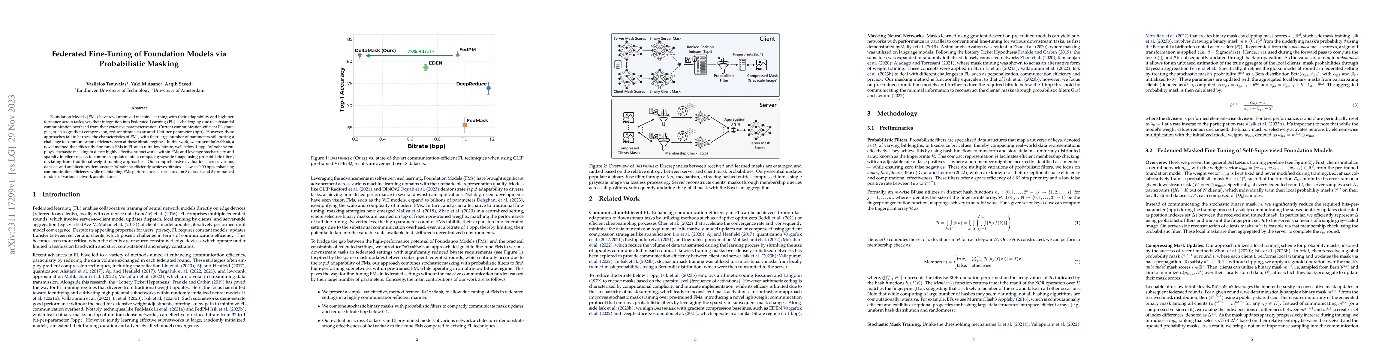 Thumbnail for Federated Fine-Tuning of Foundation Models via Probabilistic Masking