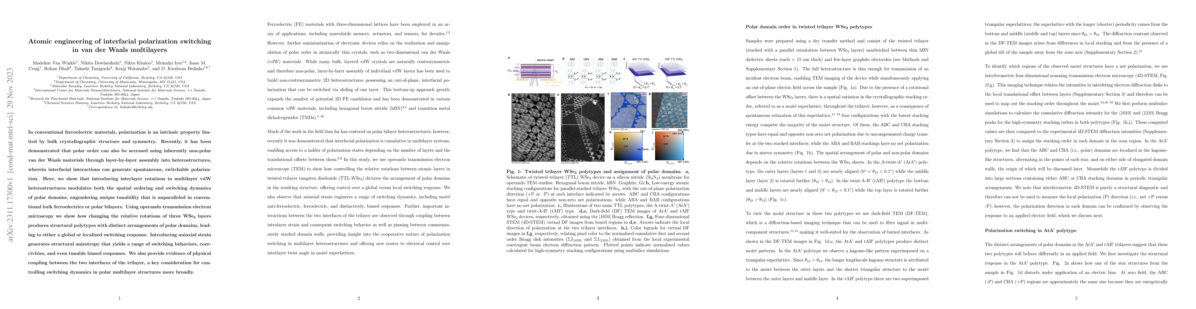 Thumbnail for Atomic engineering of interfacial polarization switching in van der
  Waals multilayers