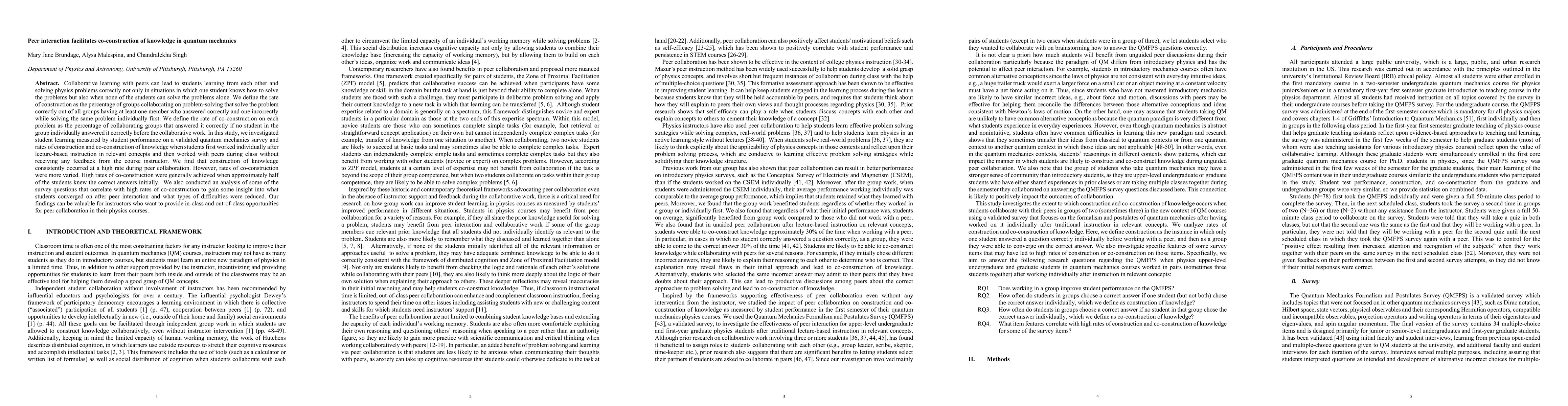 Thumbnail for Peer interaction facilitates co-construction of knowledge in quantum
  mechanics