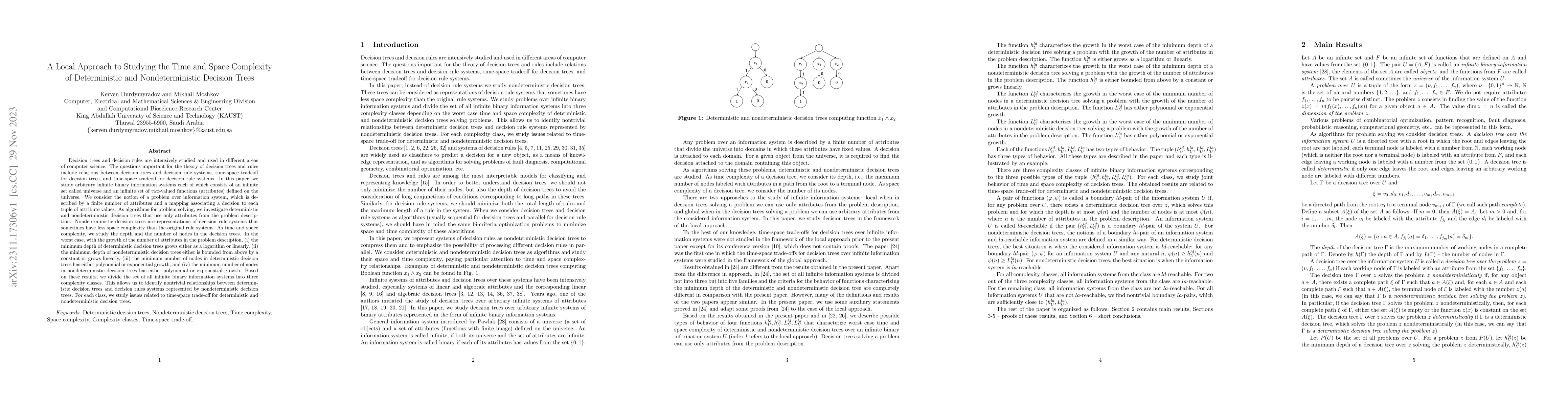 Thumbnail for A Local Approach to Studying the Time and Space Complexity of
  Deterministic and Nondeterministic Decision Trees