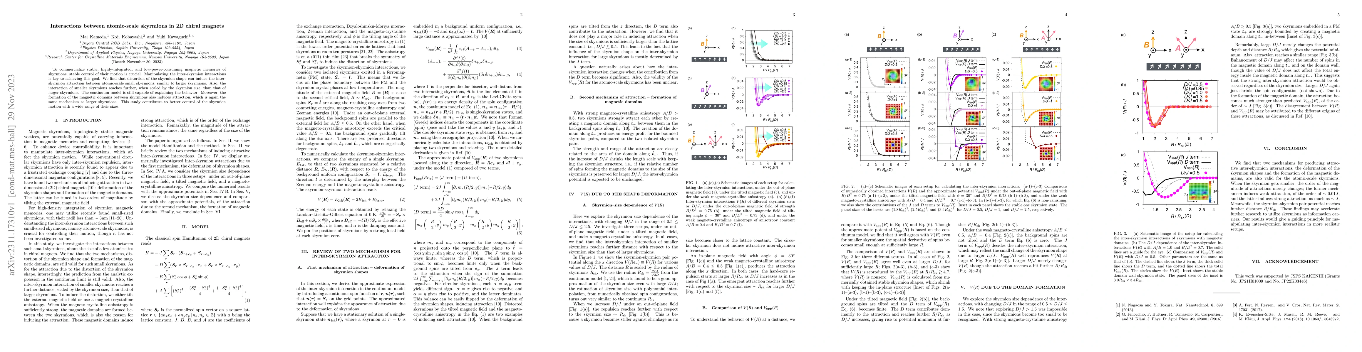 Thumbnail for Interactions between atomic-scale skyrmions in 2D chiral magnets