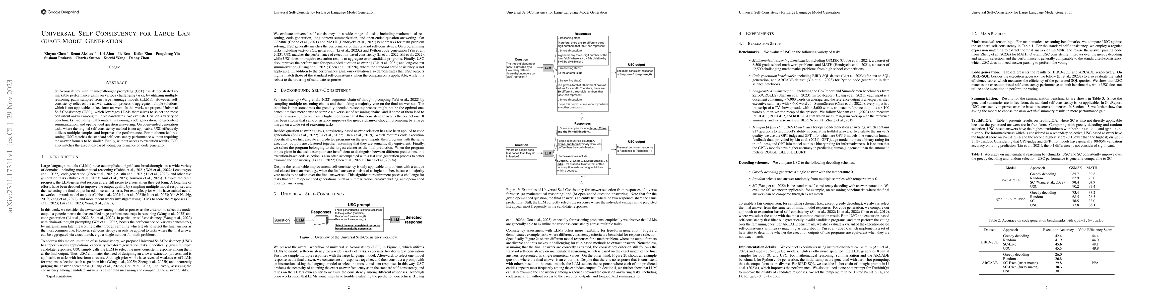 Thumbnail for Universal Self-Consistency for Large Language Model Generation