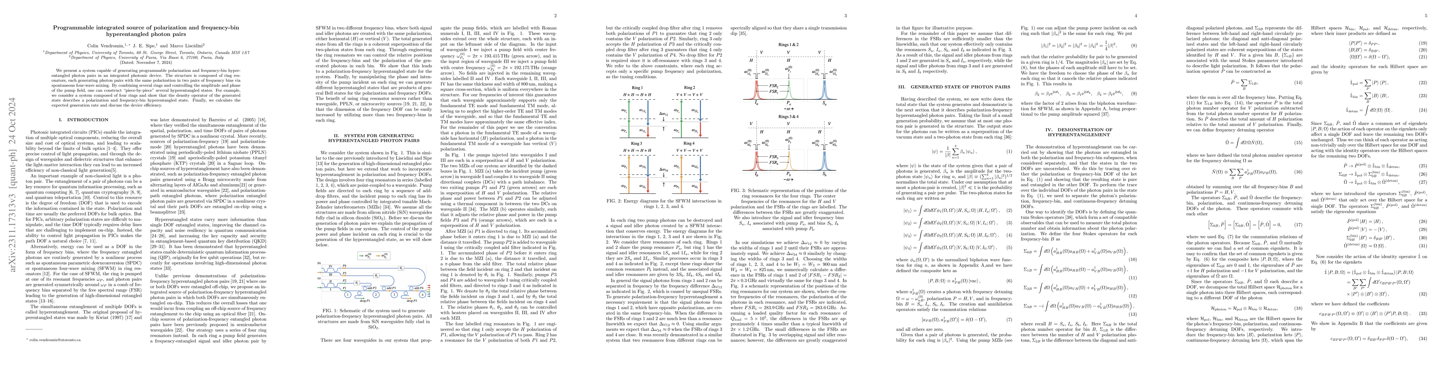 Thumbnail for Programmable integrated source of polarization and frequency-bin
  hyperentangled photon pairs