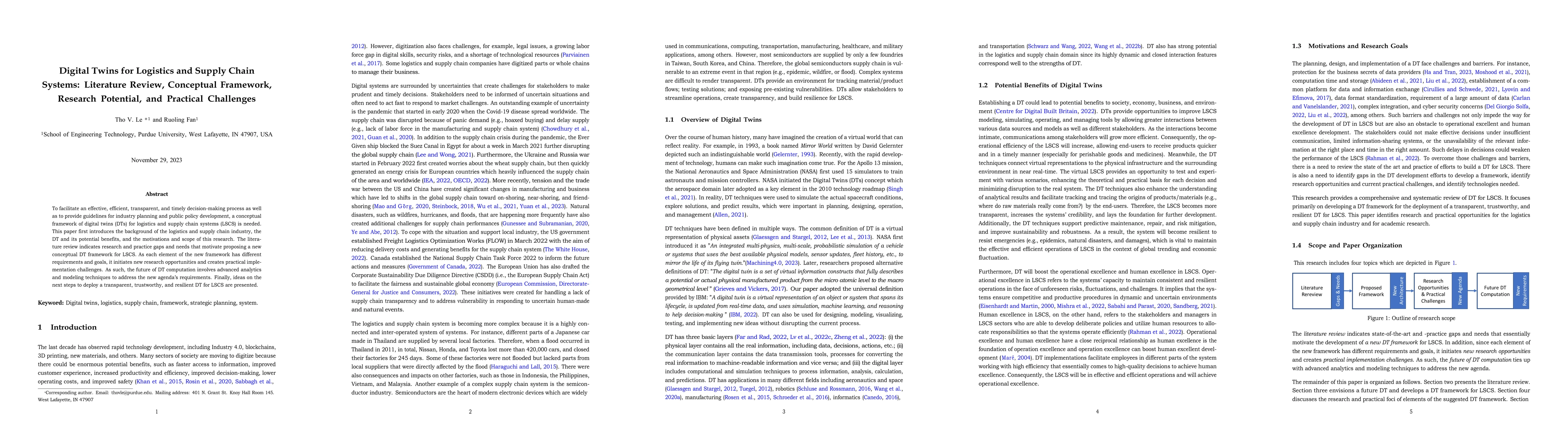 Thumbnail for Digital Twins for Logistics and Supply Chain Systems: Literature Review,
  Conceptual Framework, Research Potential, and Practical Challenges
