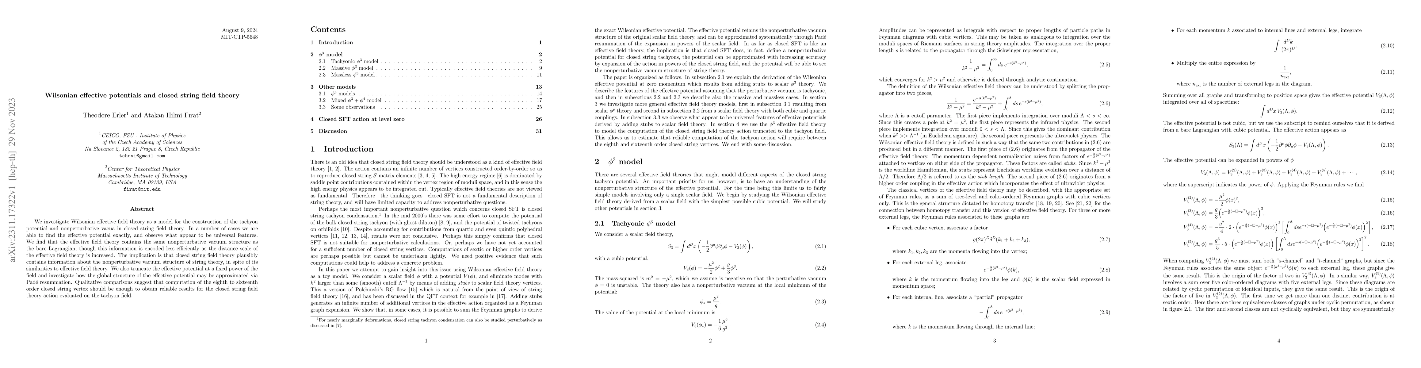 Thumbnail for Wilsonian effective potentials and closed string field theory