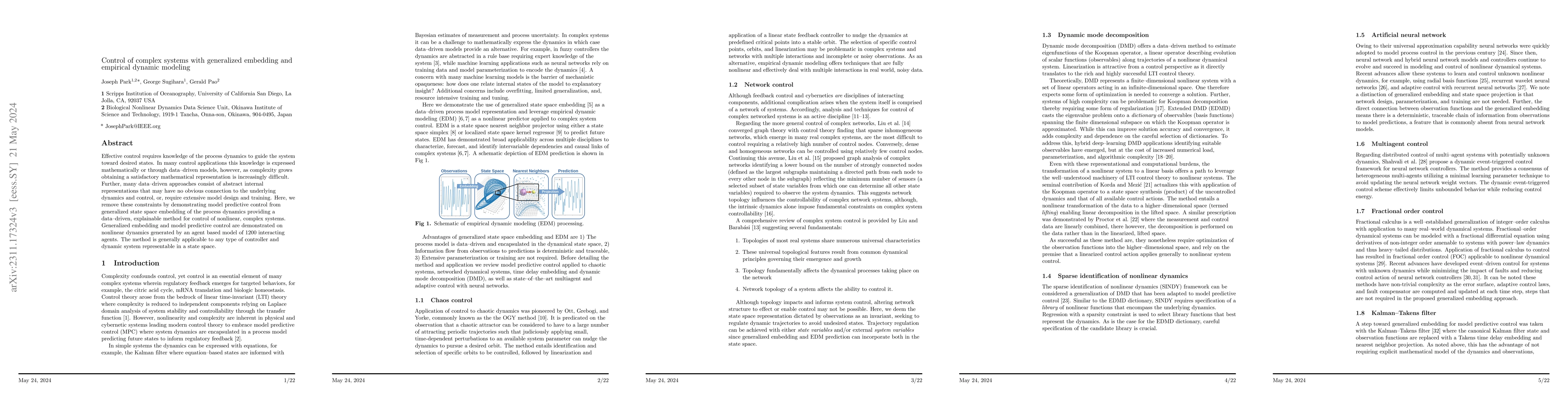 Thumbnail for Control of complex systems with generalized embedding and empirical
  dynamic modeling