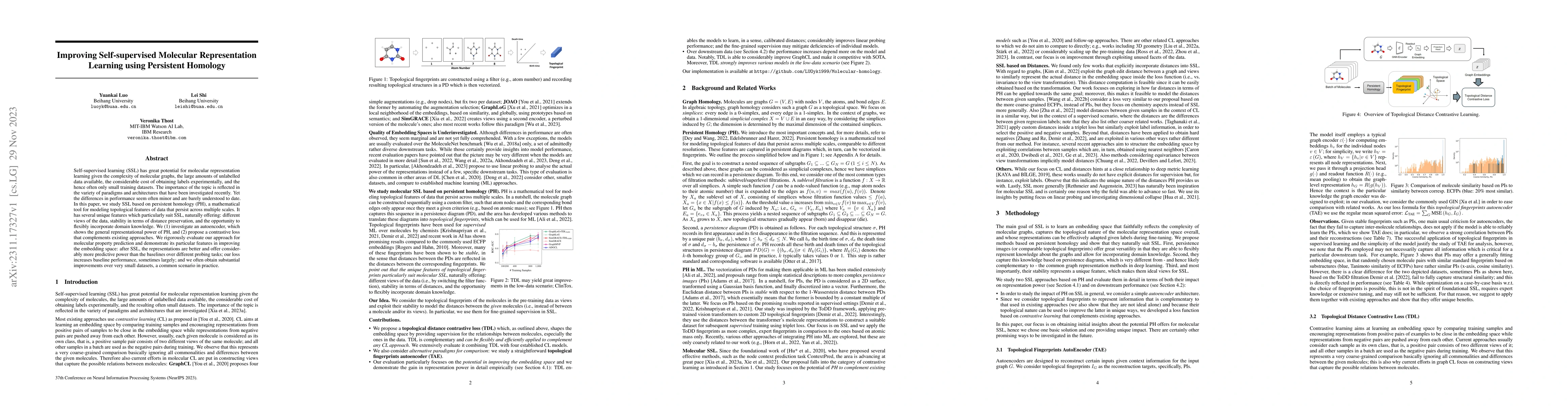 Thumbnail for Improving Self-supervised Molecular Representation Learning using
  Persistent Homology