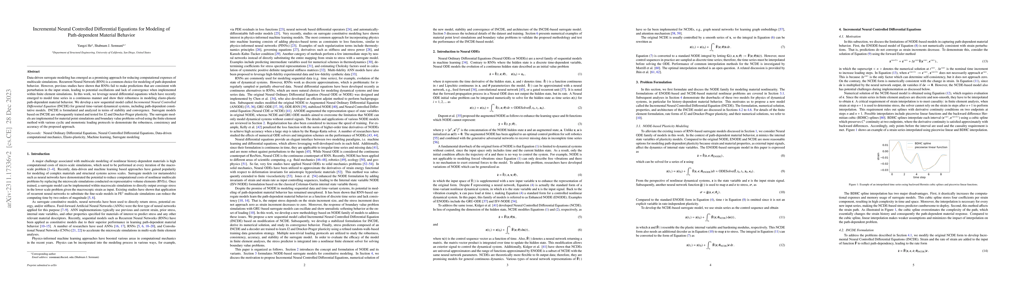 Thumbnail for Incremental Neural Controlled Differential Equations for Modeling of
  Path-dependent Material Behavior
