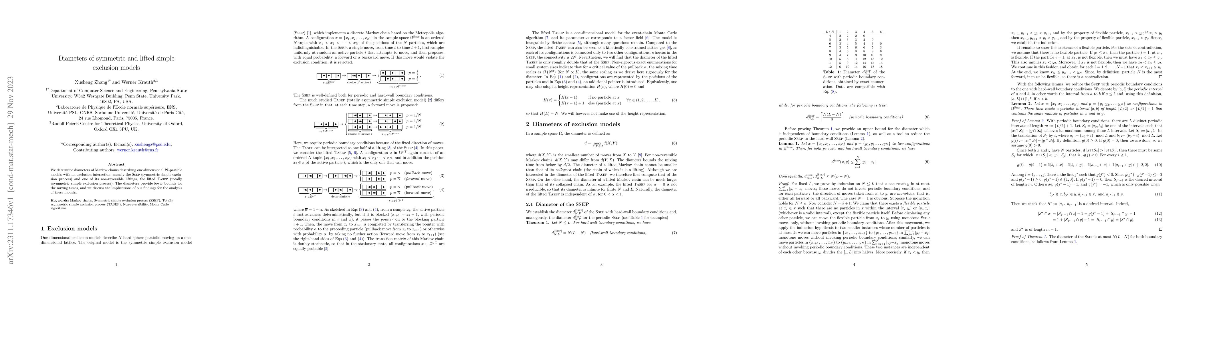 Thumbnail for Diameters of symmetric and lifted simple exclusion models