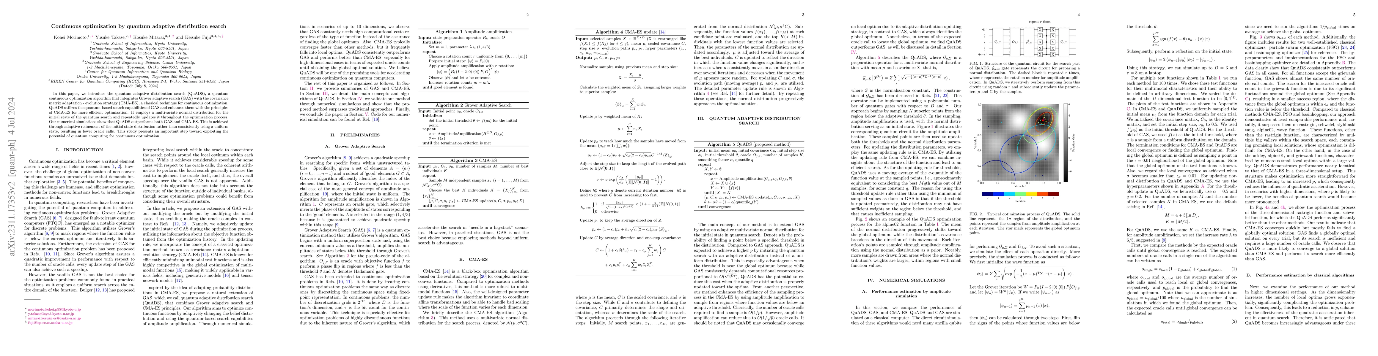 Thumbnail for Continuous optimization by quantum adaptive distribution search