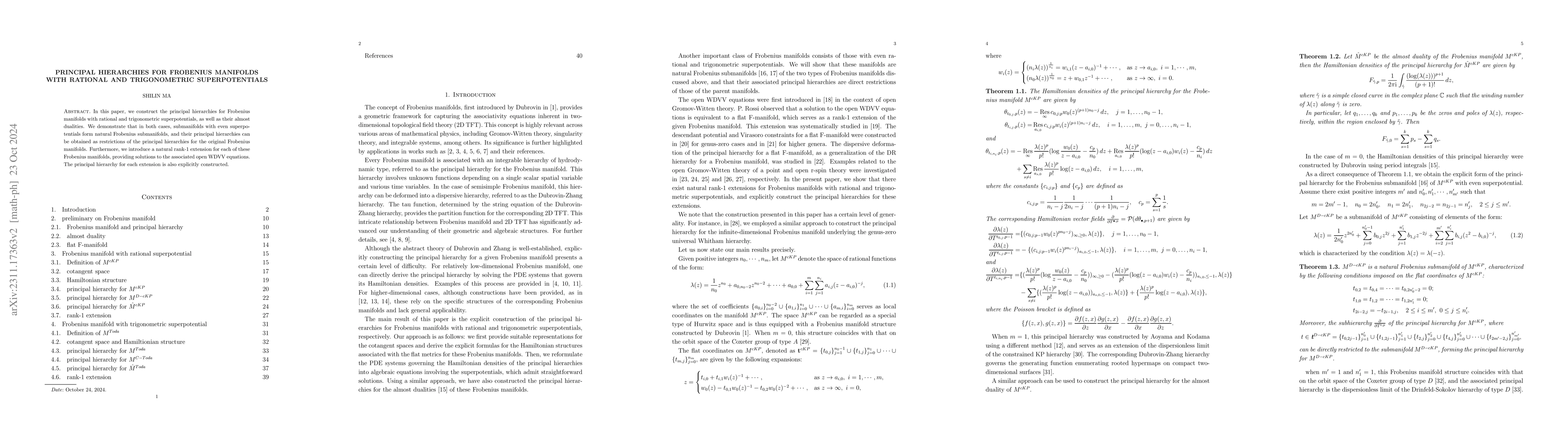 Thumbnail for Principal hierarchy of Frobenius manifolds associated with rational and
  trigonometric Landau-Ginzburg superpotentials