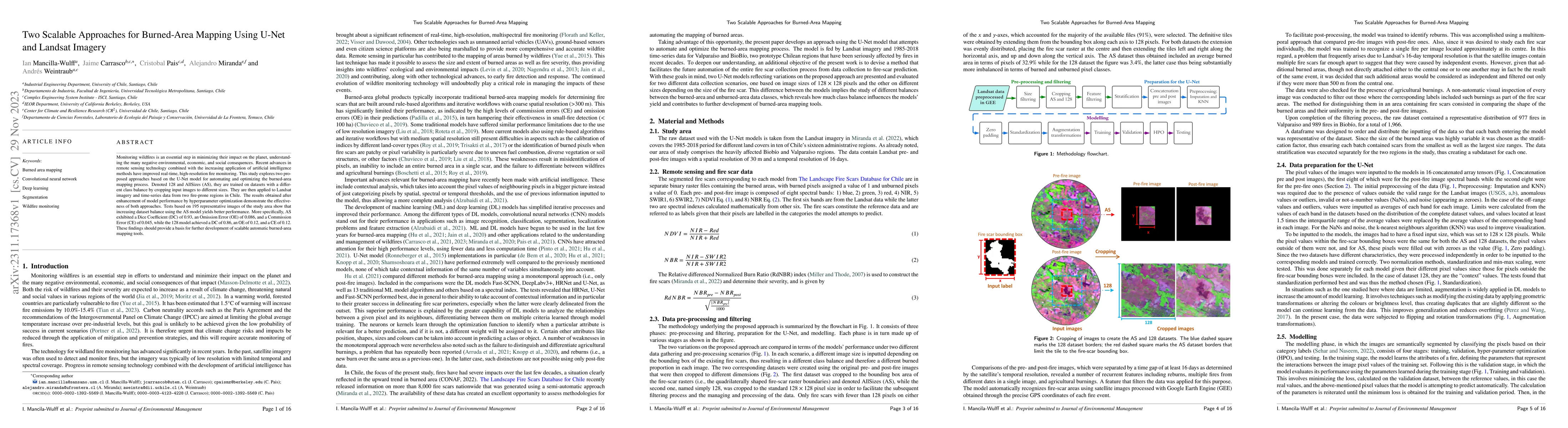Thumbnail for Two Scalable Approaches for Burned-Area Mapping Using U-Net and Landsat
  Imagery