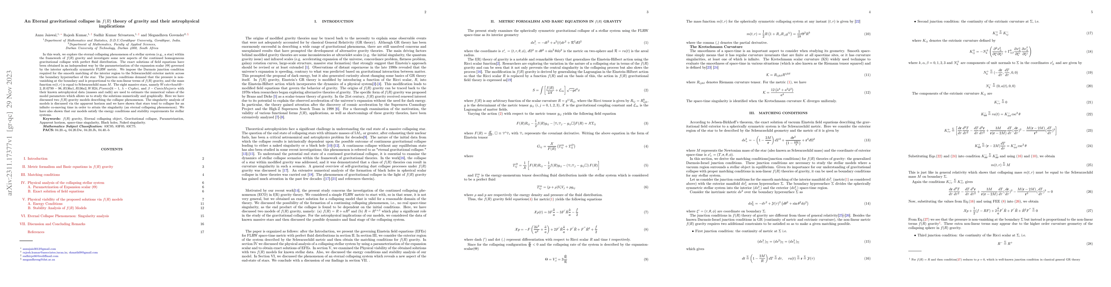 Thumbnail for An Eternal gravitational collapse in $f(R)$ theory of gravity and their
  astrophysical implications