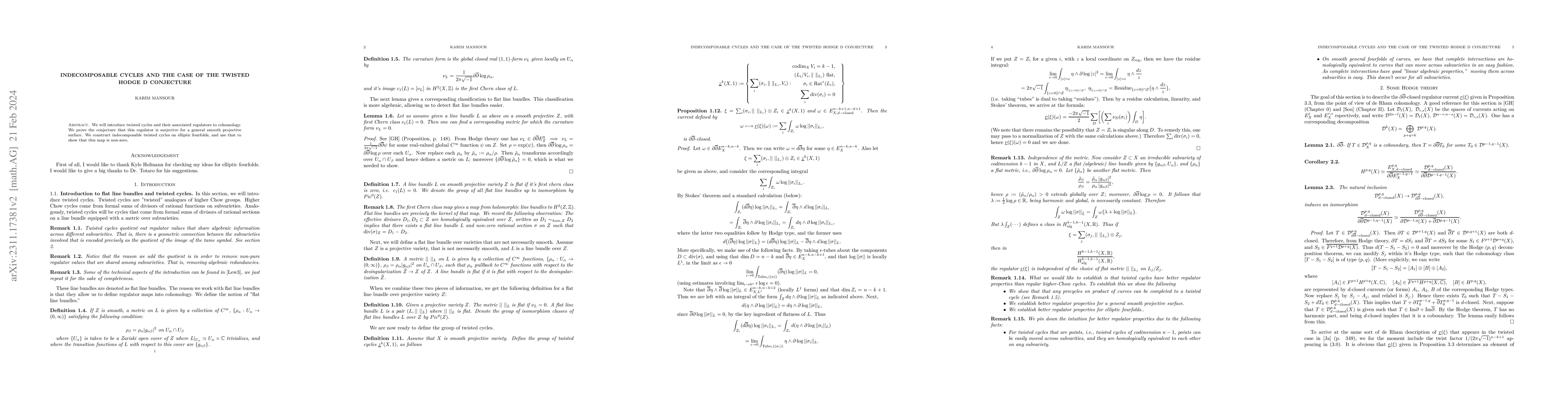 Thumbnail for Indecomposable cycles and the case of the twisted Hodge D conjecture