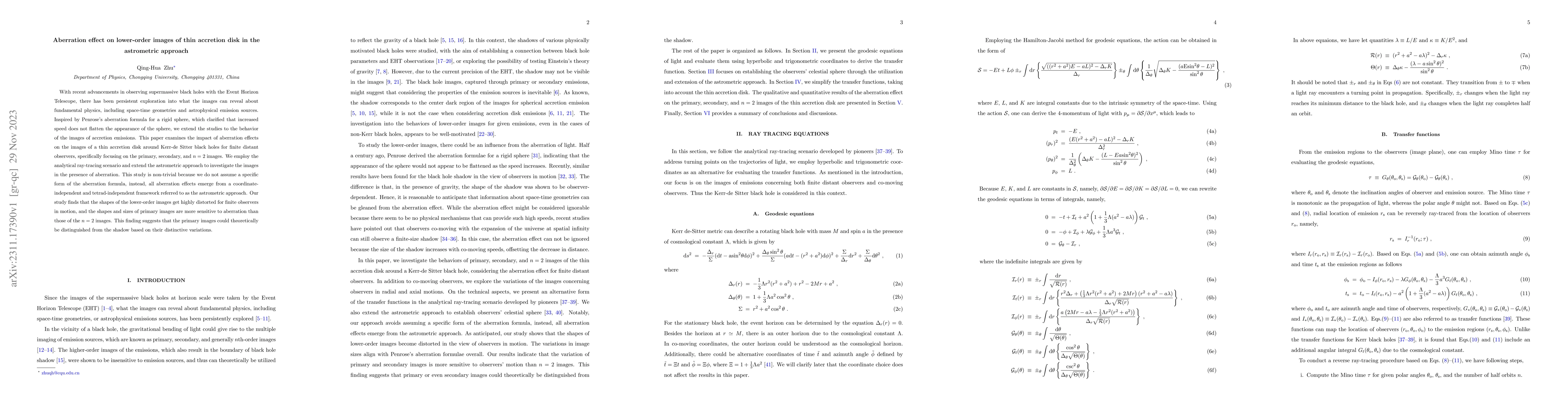 Thumbnail for Aberration effect on lower-order images of thin accretion disk in the
  astrometric approach