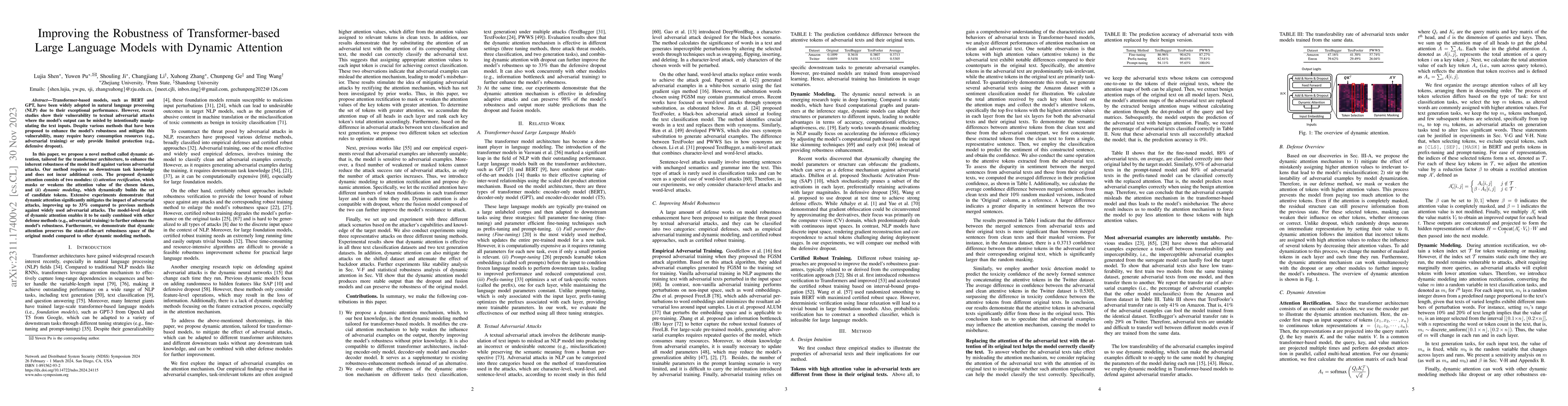 Thumbnail for Improving the Robustness of Transformer-based Large Language Models with
  Dynamic Attention