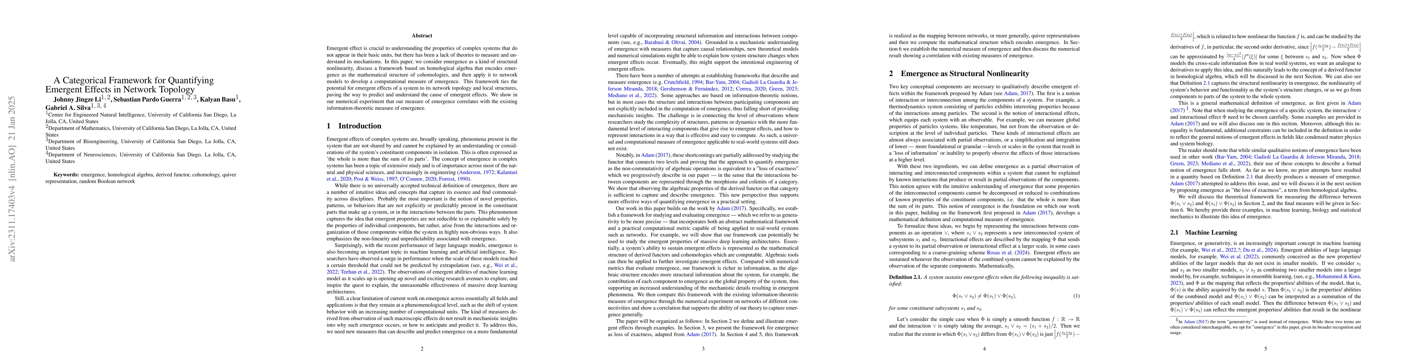 Thumbnail for A Categorical Framework for Quantifying Emergent Effects in Network
  Topology