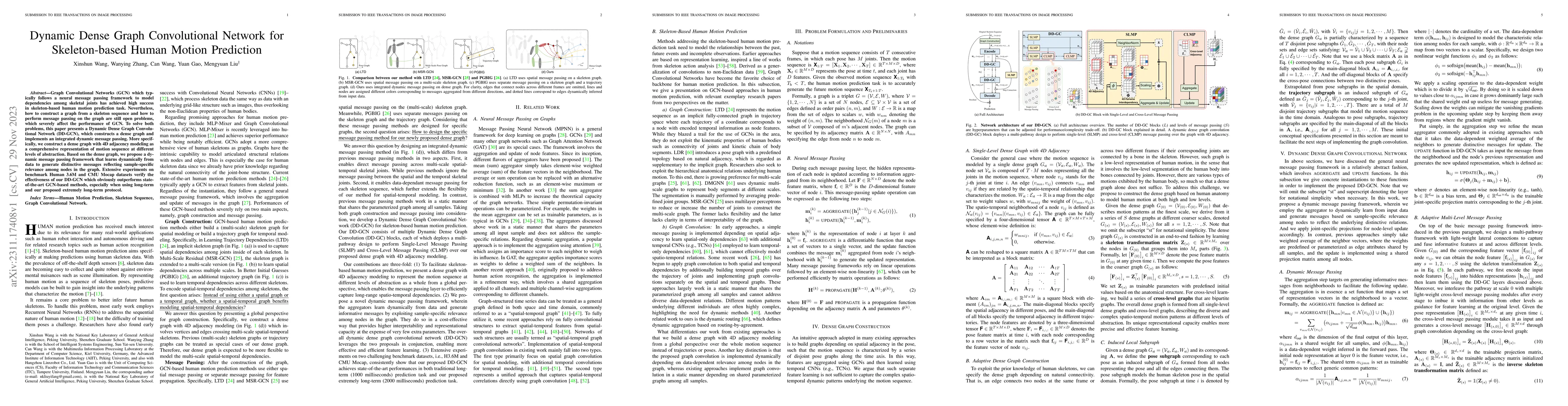 Thumbnail for Dynamic Dense Graph Convolutional Network for Skeleton-based Human
  Motion Prediction