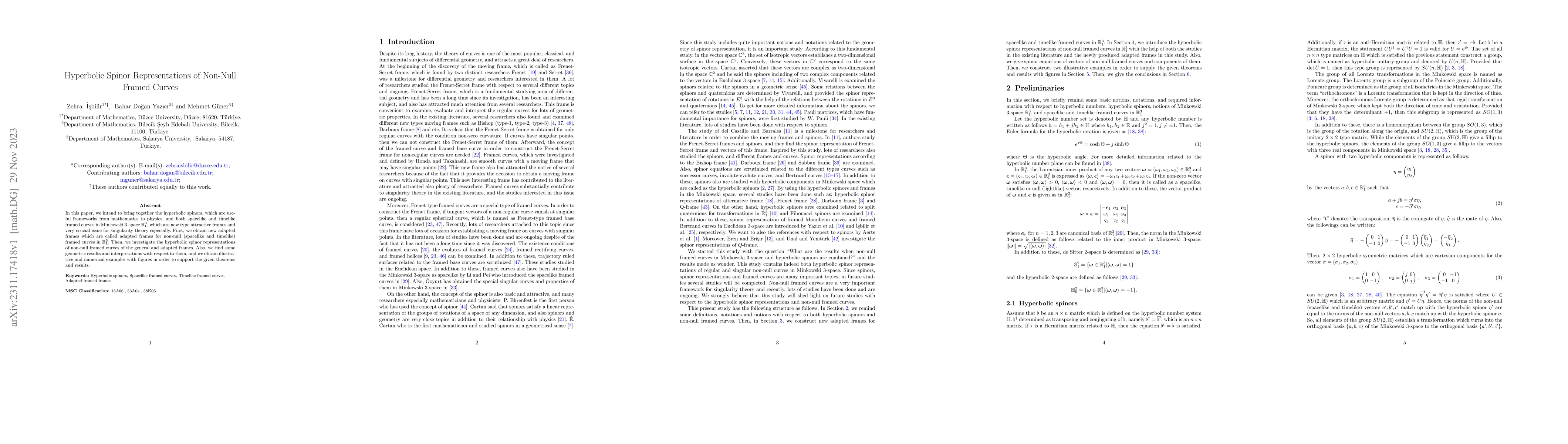 Thumbnail for Hyperbolic Spinor Representations of Non-Null Framed Curves
