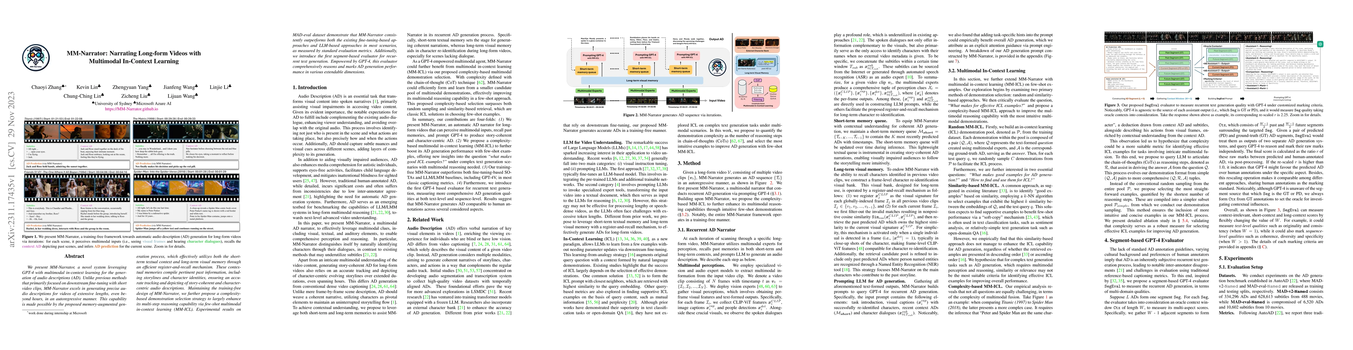 Thumbnail for MM-Narrator: Narrating Long-form Videos with Multimodal In-Context
  Learning