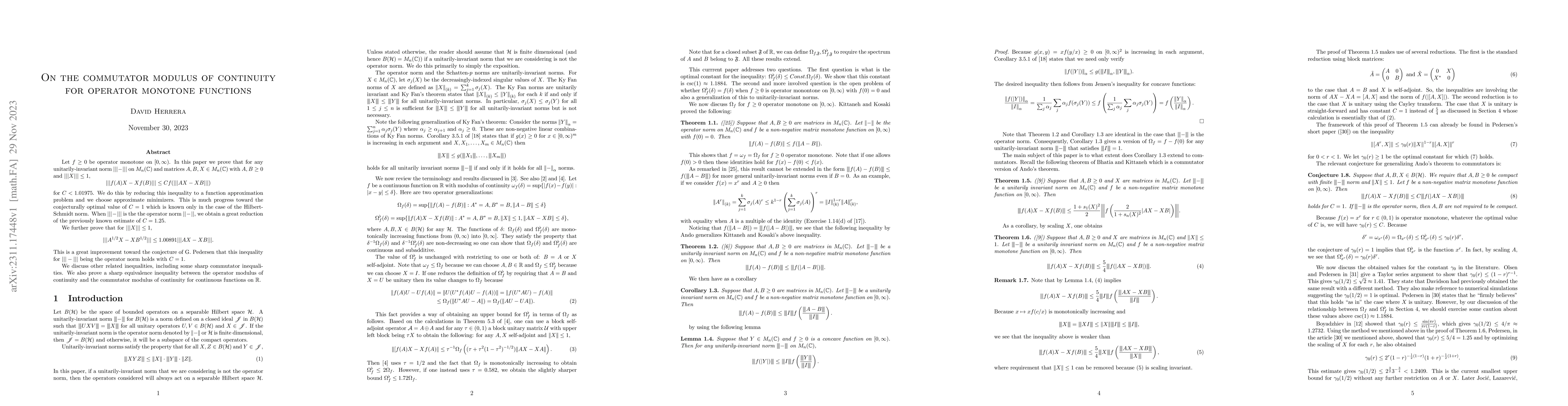 Thumbnail for On the commutator modulus of continuity for operator monotone functions