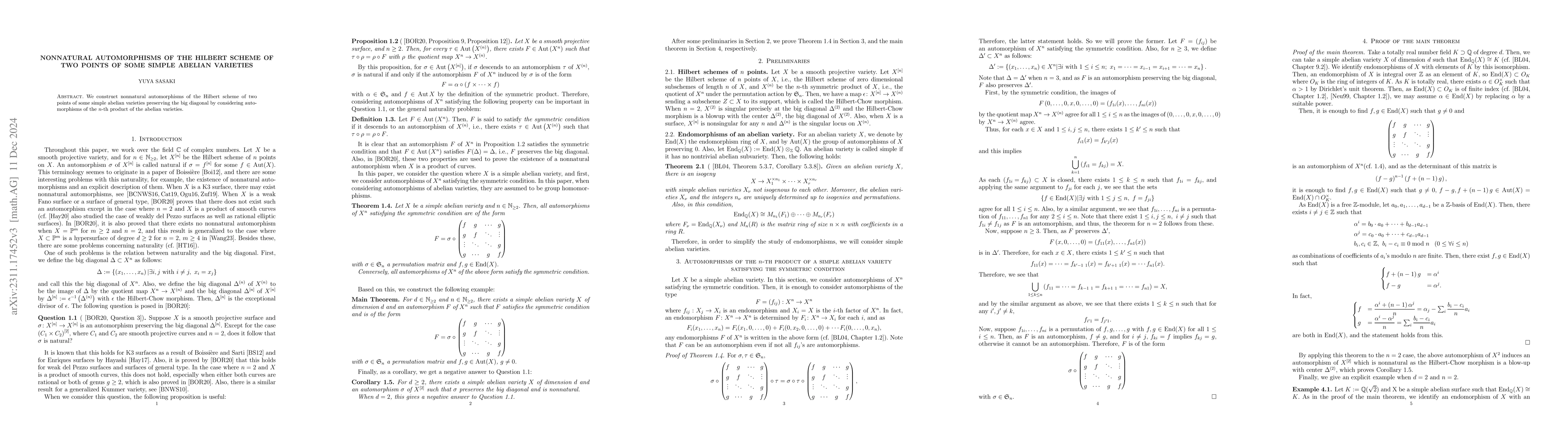 Thumbnail for Nonnatural automorphisms of the Hilbert scheme of two points of some
  simple abelian variety