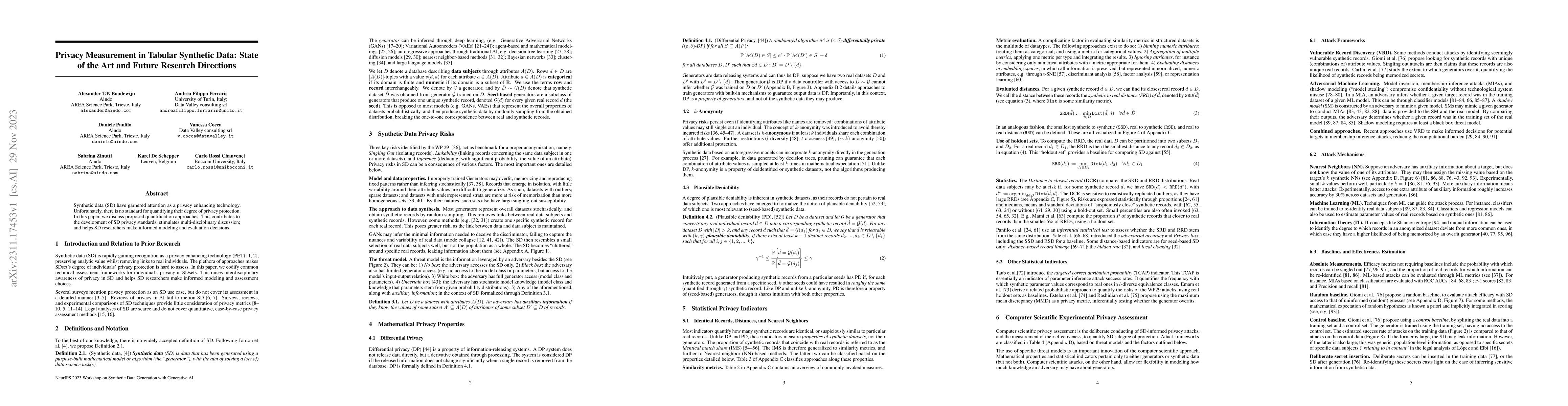 Thumbnail for Privacy Measurement in Tabular Synthetic Data: State of the Art and
  Future Research Directions