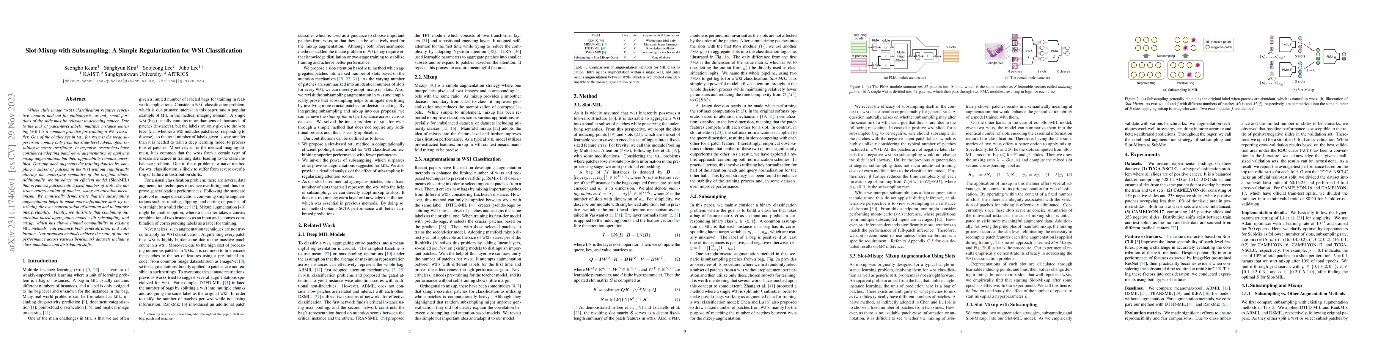 Thumbnail for Slot-Mixup with Subsampling: A Simple Regularization for WSI
  Classification