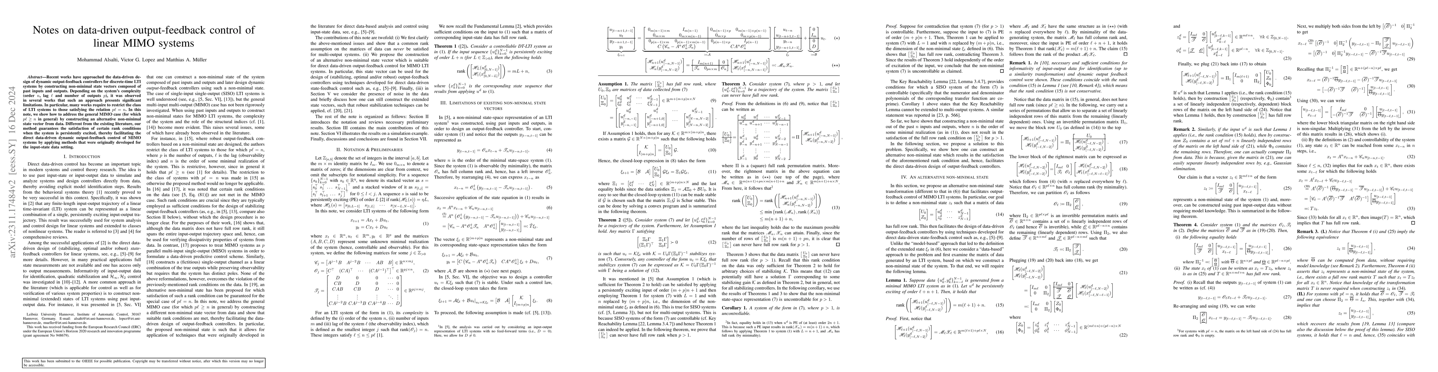 Thumbnail for Notes on data-driven output-feedback control of linear MIMO systems