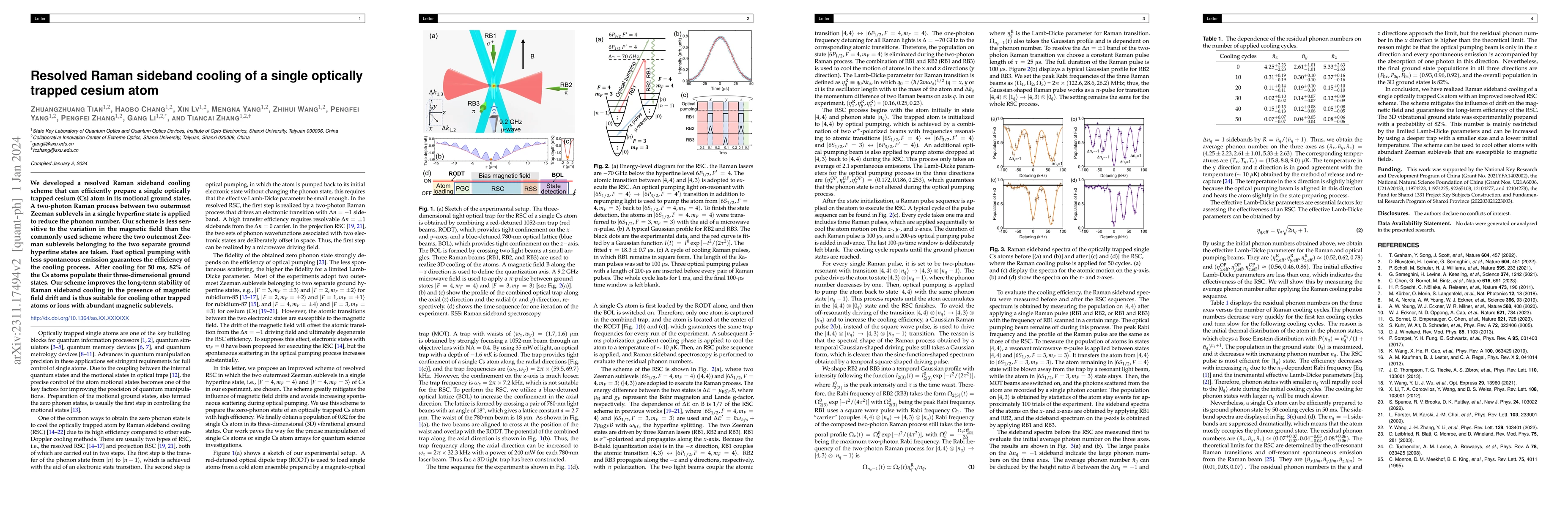 Thumbnail for Resolved Raman sideband cooling of a single optically trapped cesium
  atom
