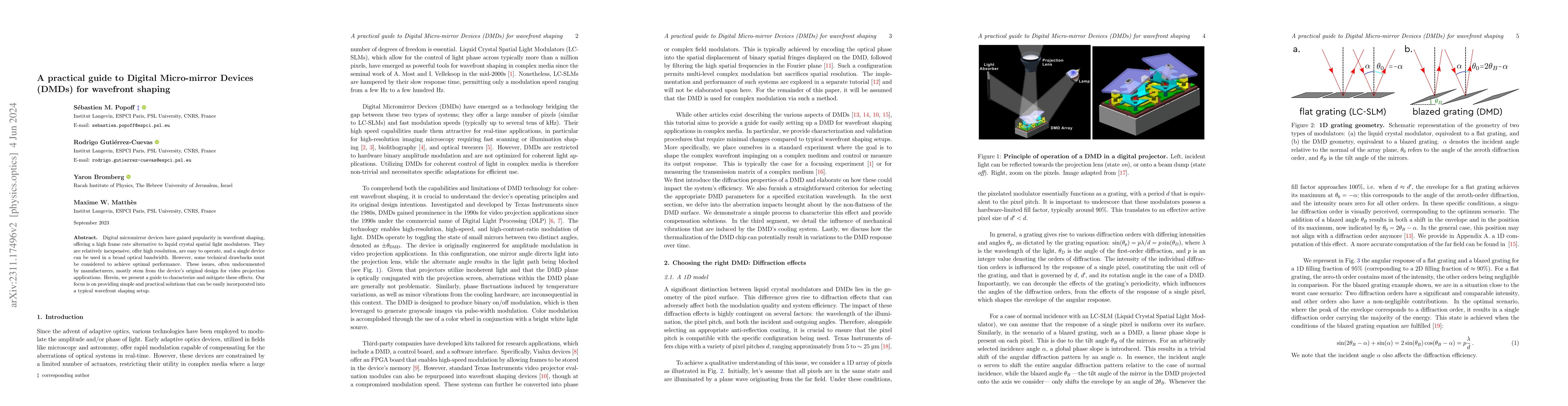 Thumbnail for A practical guide to Digital Micro-mirror Devices (DMDs) for wavefront
  shaping