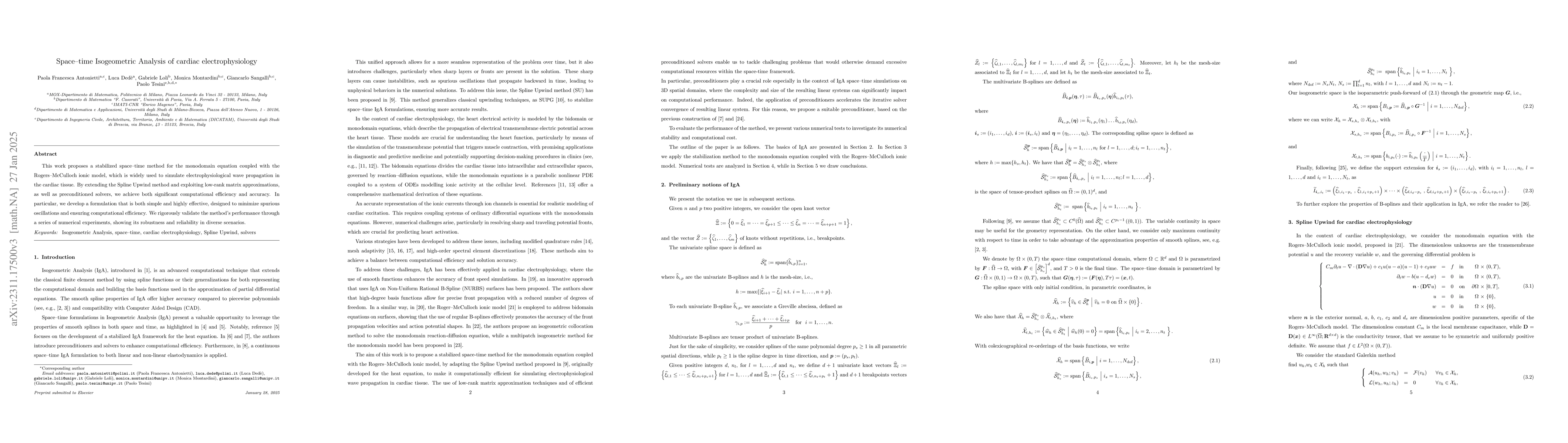 Thumbnail for Spline Upwind for space--time Isogeometric Analysis of cardiac
  electrophysiology