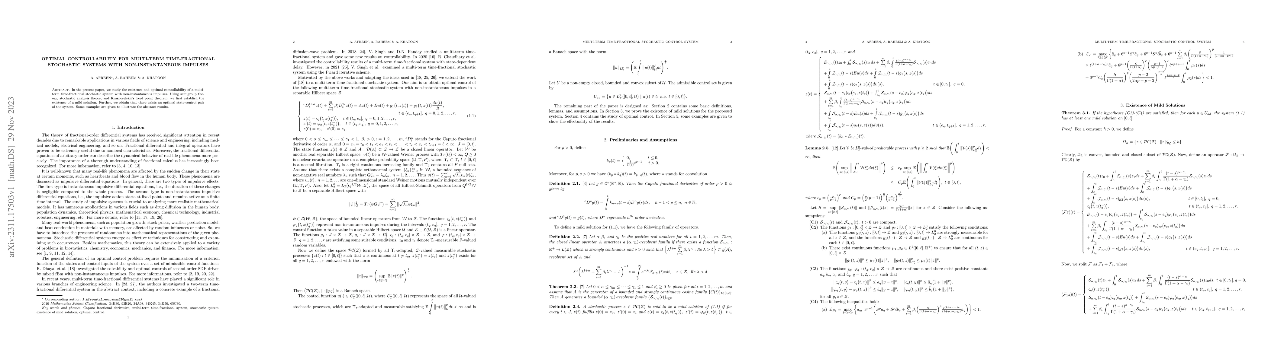 Thumbnail for Optimal controllability for multi-term time-fractional stochastic
  systems with non-instantaneous impulses