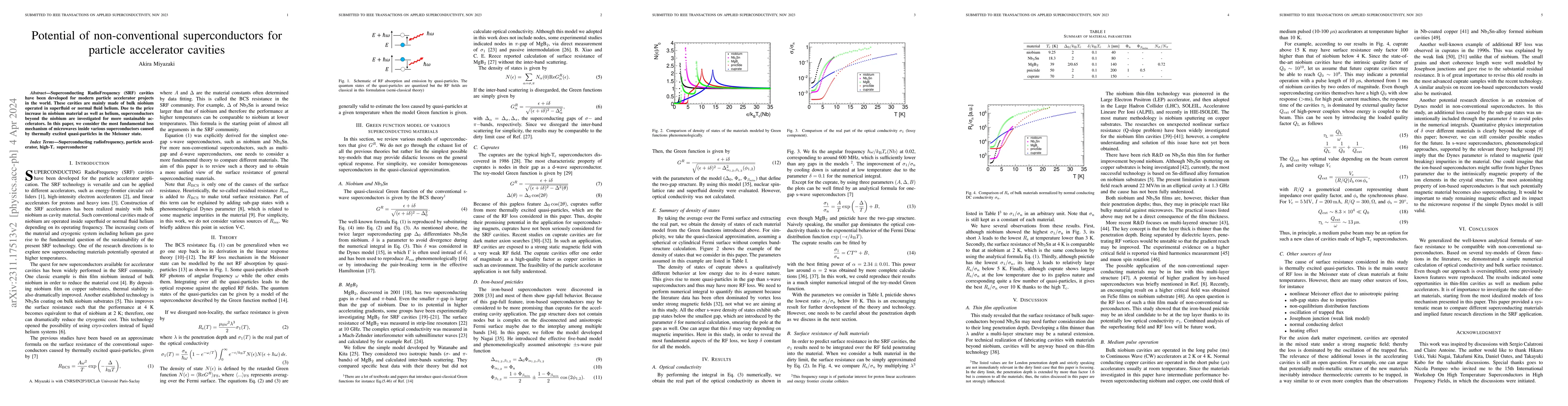 Thumbnail for Potential of non-conventional superconductors for particle accelerator
  cavities