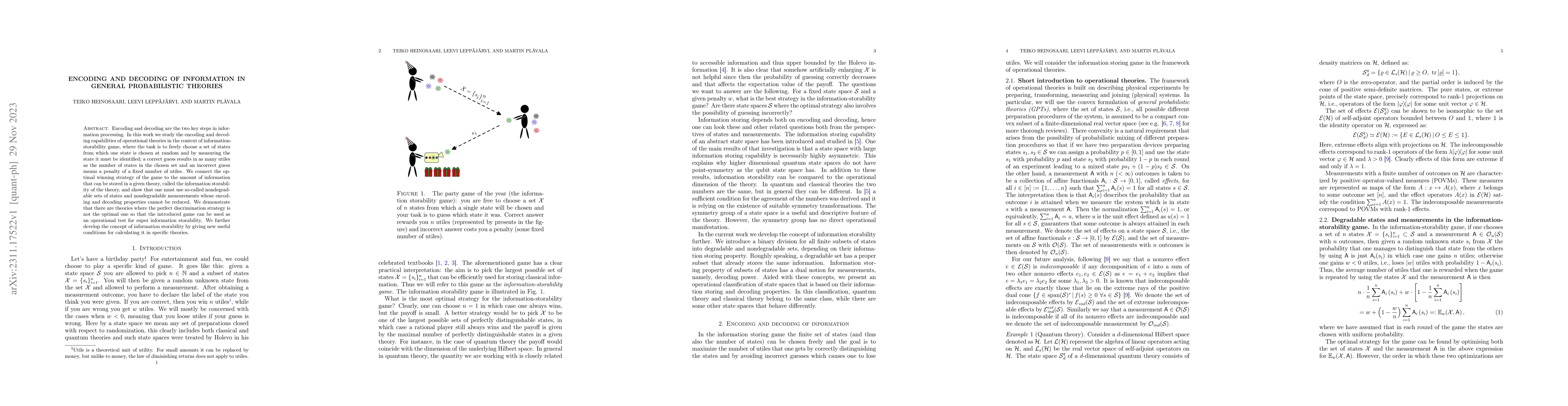 Thumbnail for Encoding and decoding of information in general probabilistic theories