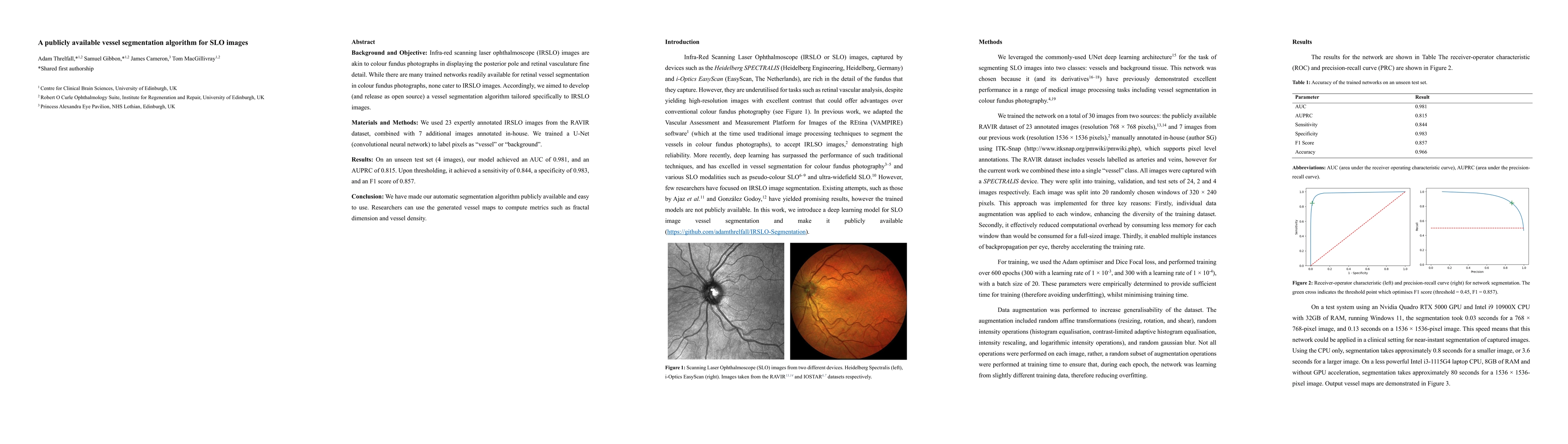 Thumbnail for A publicly available vessel segmentation algorithm for SLO images