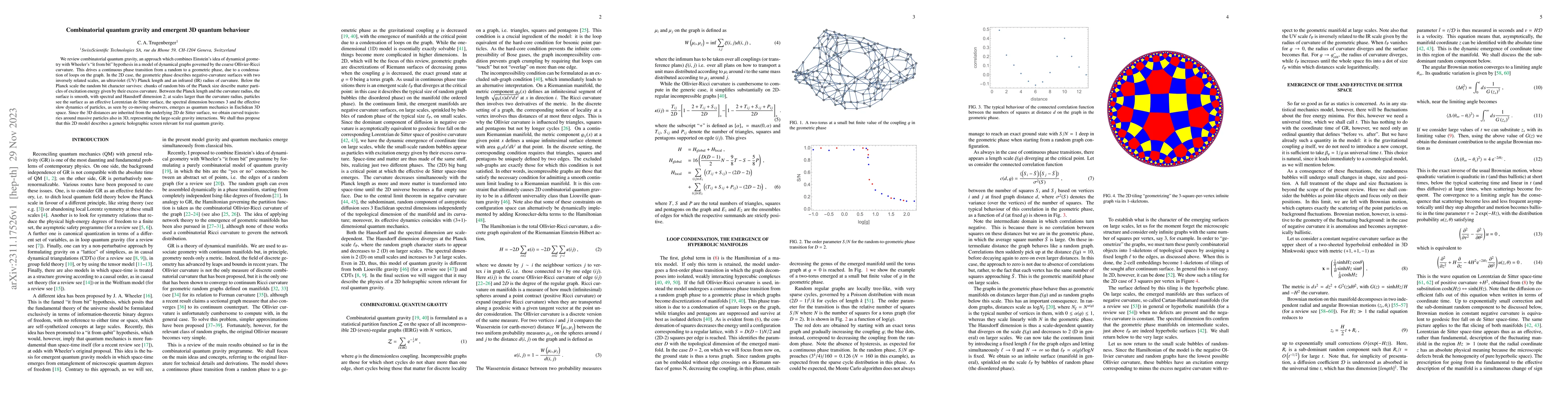 Thumbnail for Combinatorial quantum gravity and emergent 3D quantum behaviour