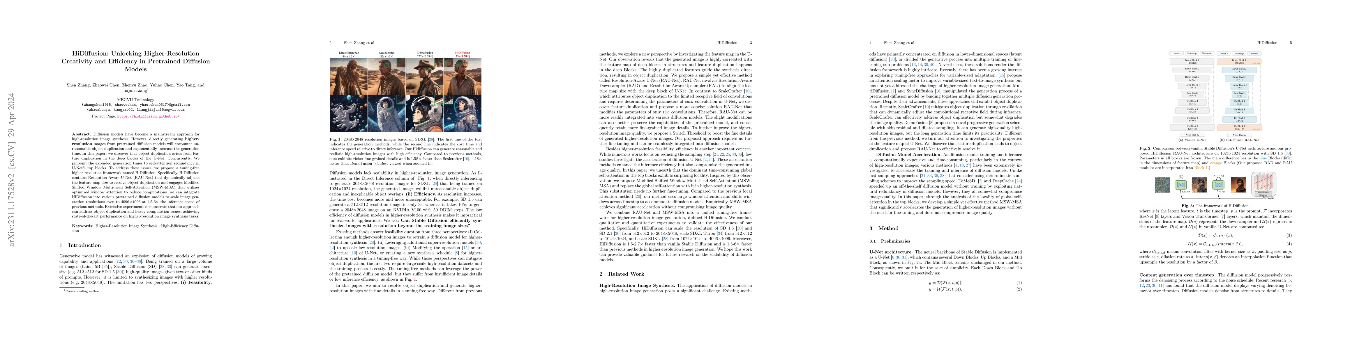 Thumbnail for HiDiffusion: Unlocking Higher-Resolution Creativity and Efficiency in
  Pretrained Diffusion Models