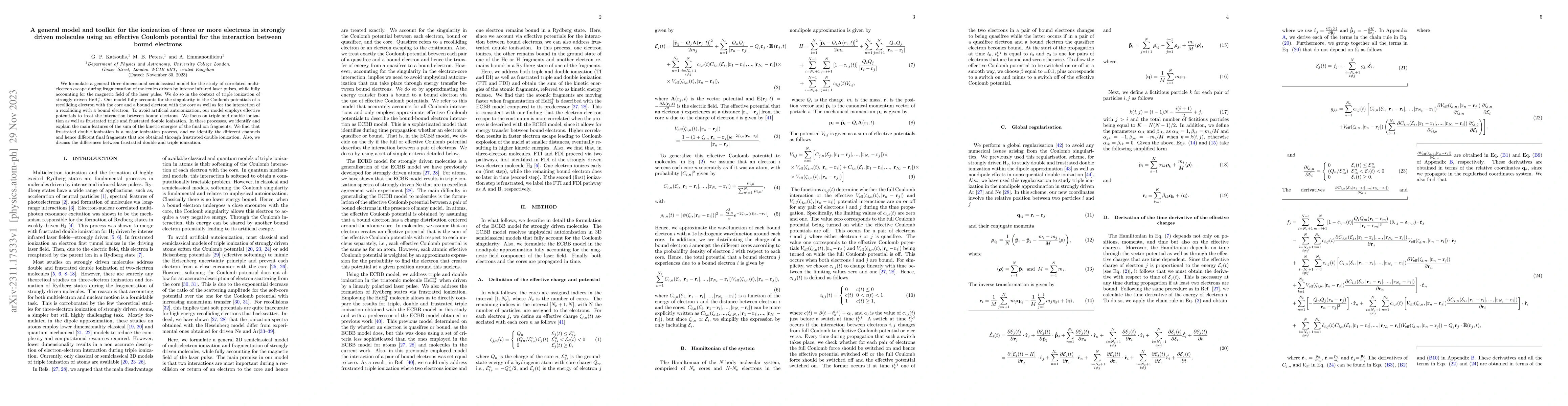 Thumbnail for A general model and toolkit for the ionization of three or more
  electrons in strongly driven molecules using an effective Coulomb potential
  for the interaction between bound electrons