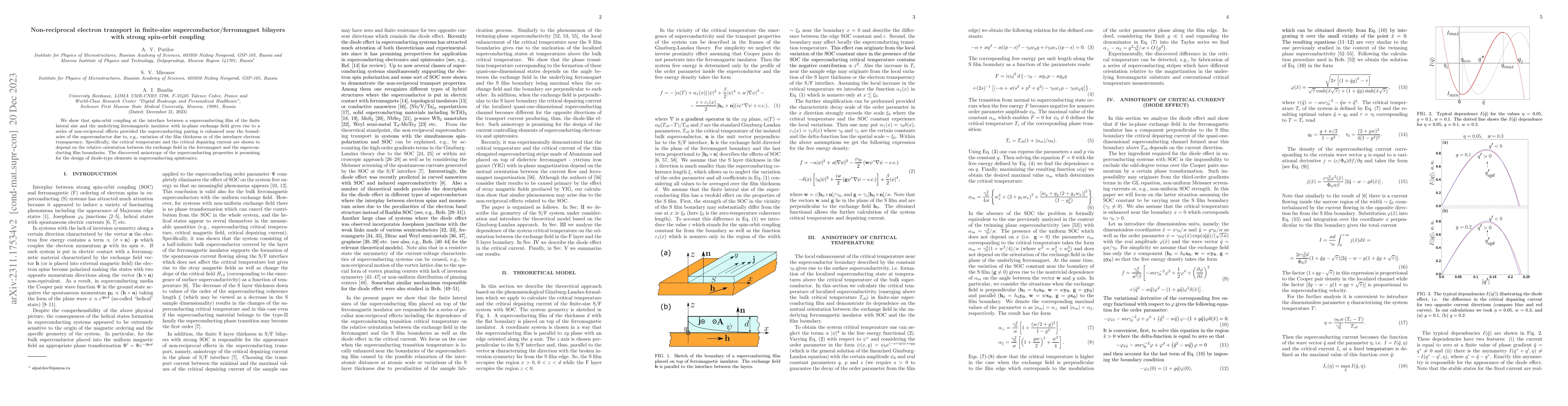 Thumbnail for Non-reciprocal electron transport in finite-size
  superconductor/ferromagnet bilayers with strong spin-orbit coupling