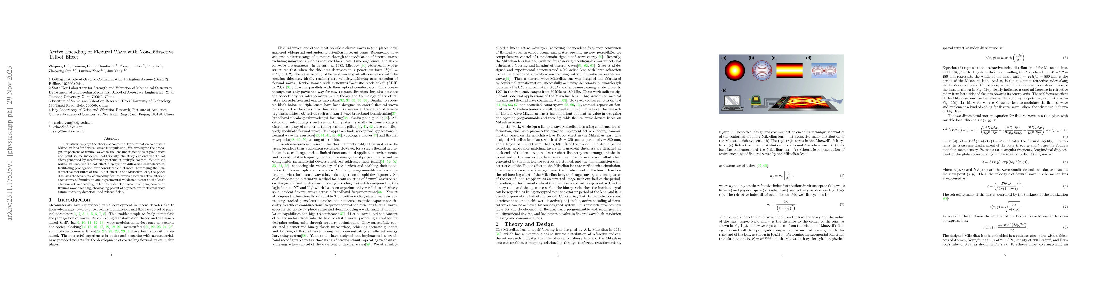 Thumbnail for Active Encoding of Flexural Wave with Non-Diffractive Talbot Effect