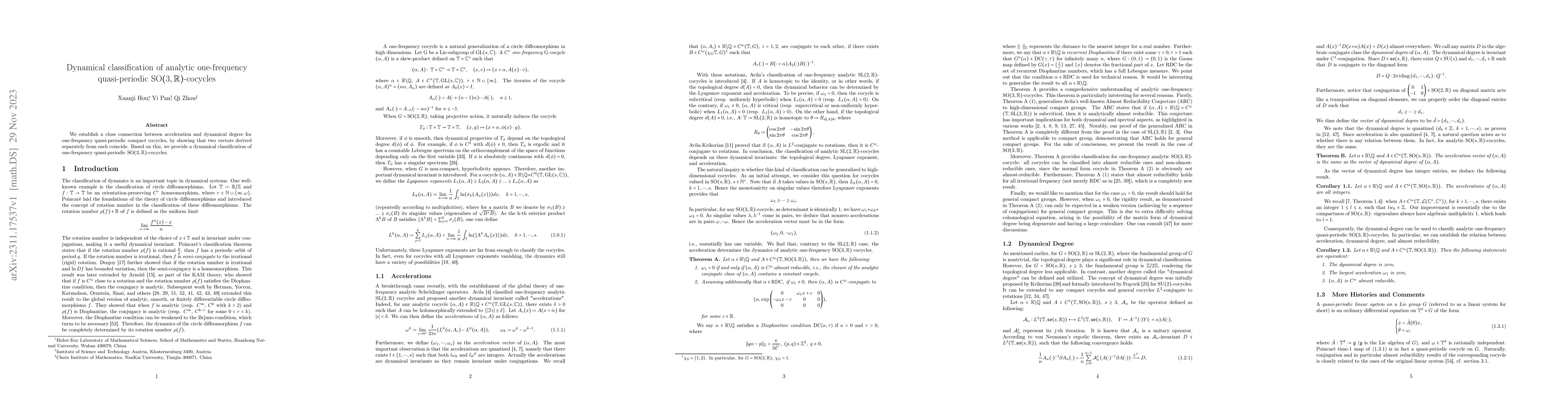 Thumbnail for Dynamical classification of analytic one-frequency quasi-periodic
  $\mathrm{SO}(3,\mathbb{R})$-cocycles