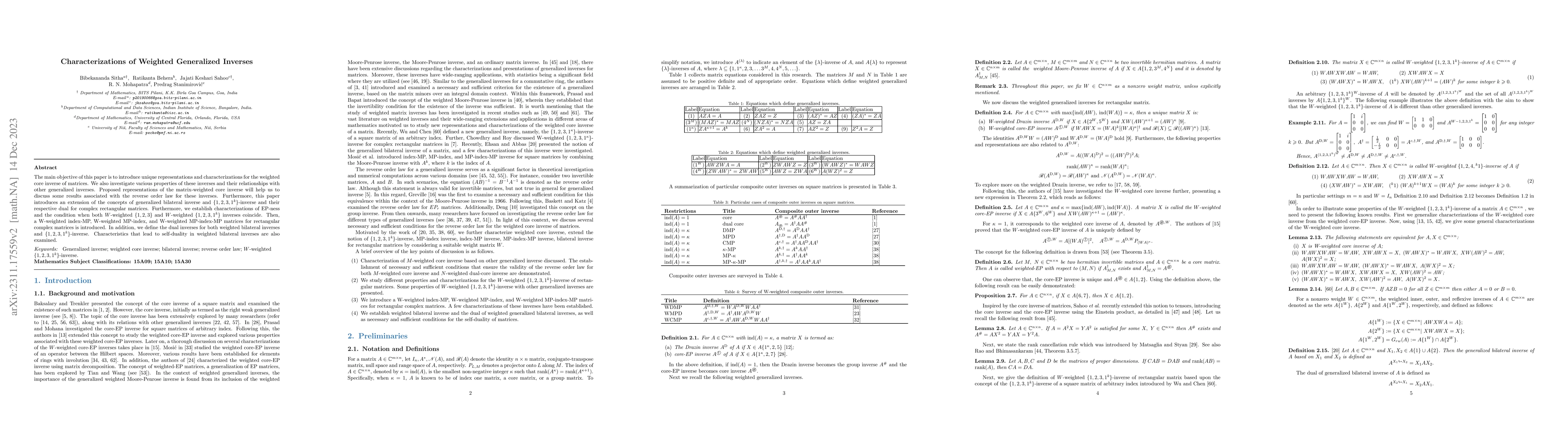 Thumbnail for Characterizations of Weighted Generalized Inverses