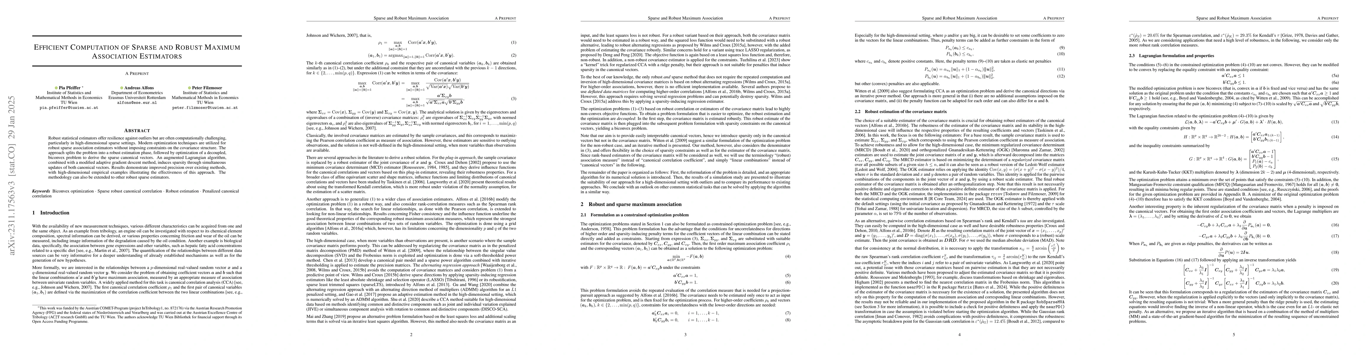Thumbnail for Efficient Computation of Sparse and Robust Maximum Association
  Estimators