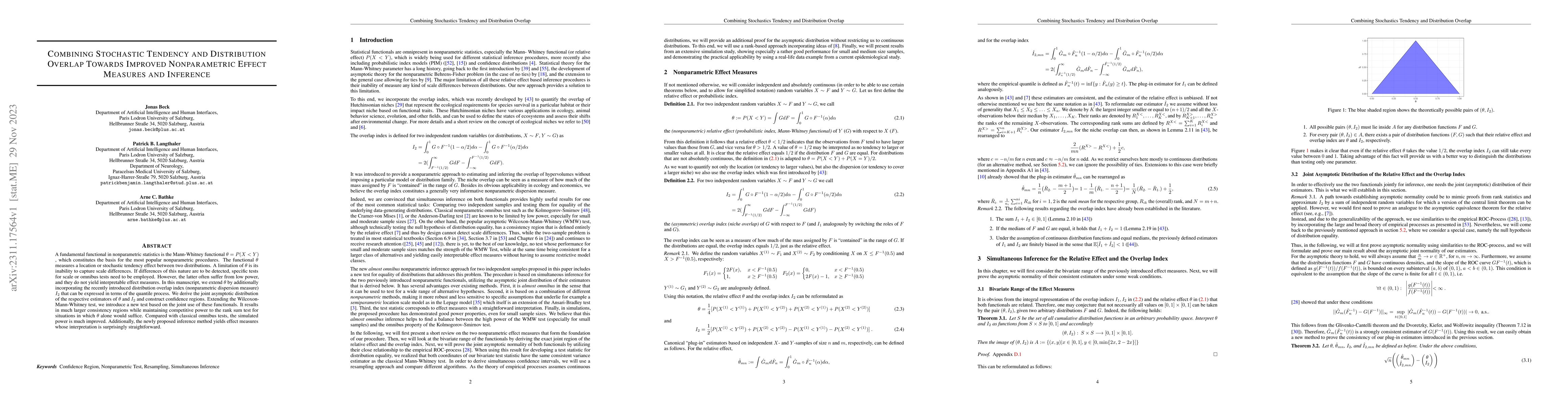 Thumbnail for Combining Stochastic Tendency and Distribution Overlap Towards Improved
  Nonparametric Effect Measures and Inference