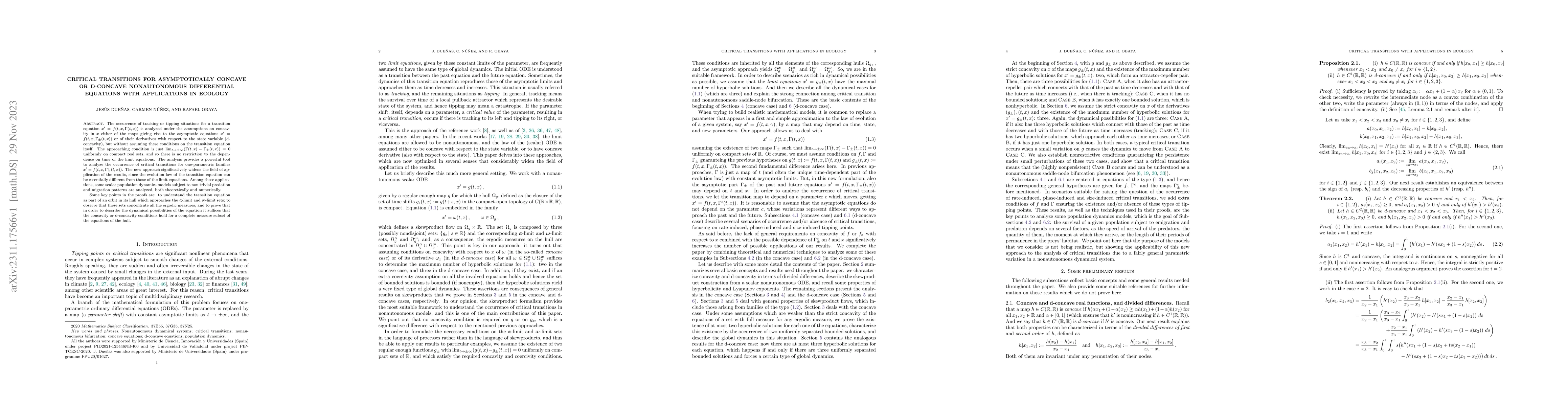 Thumbnail for Critical Transitions for Asymptotically Concave or D-Concave
  Nonautonomous Differential Equations with Applications in Ecology