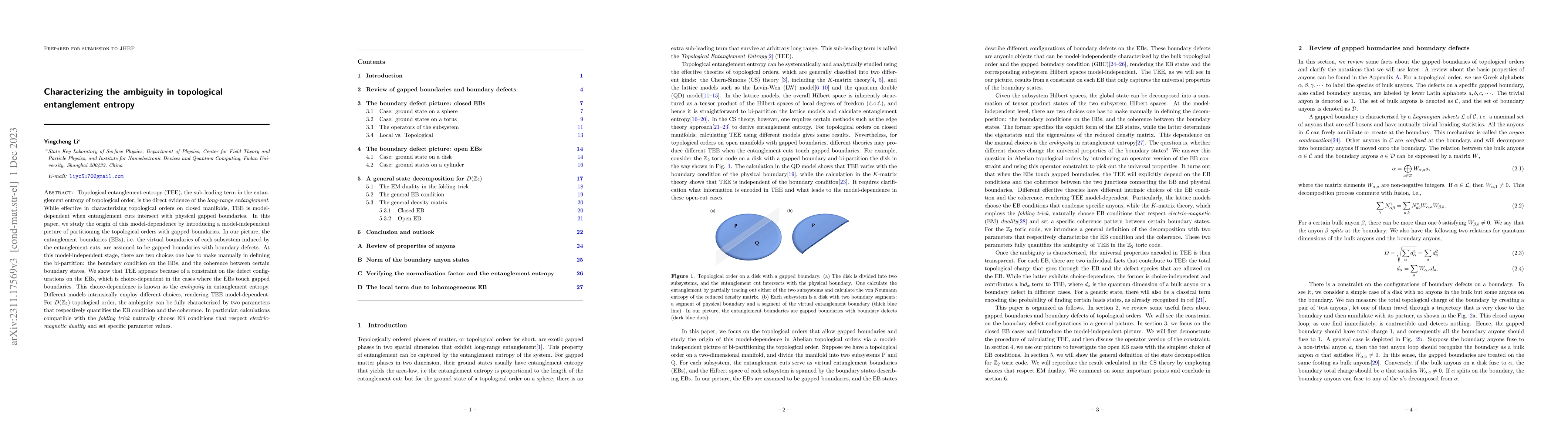 Thumbnail for Characterizing the ambiguity in topological entanglement entropy