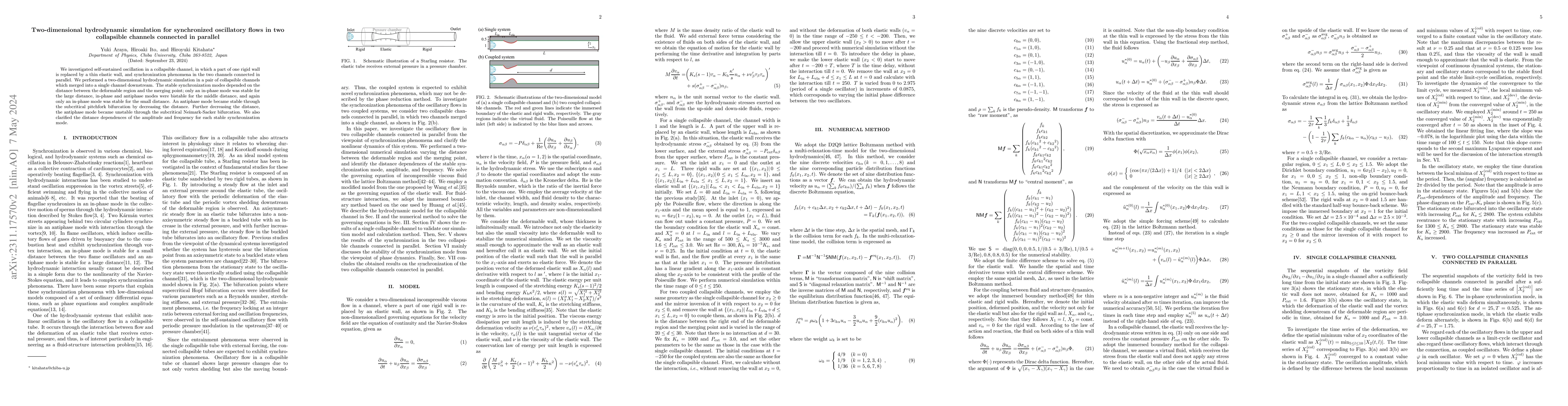 Thumbnail for Two-dimensional hydrodynamic simulation for synchronized oscillatory
  flows in two collapsible channels connected in parallel